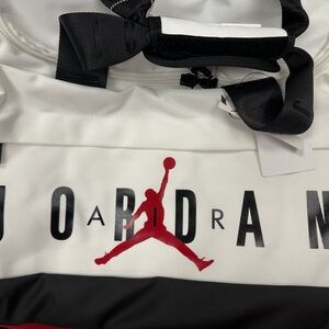 WINTER SALE!!! Jordan Black and White Duffel Bag with Red Logo